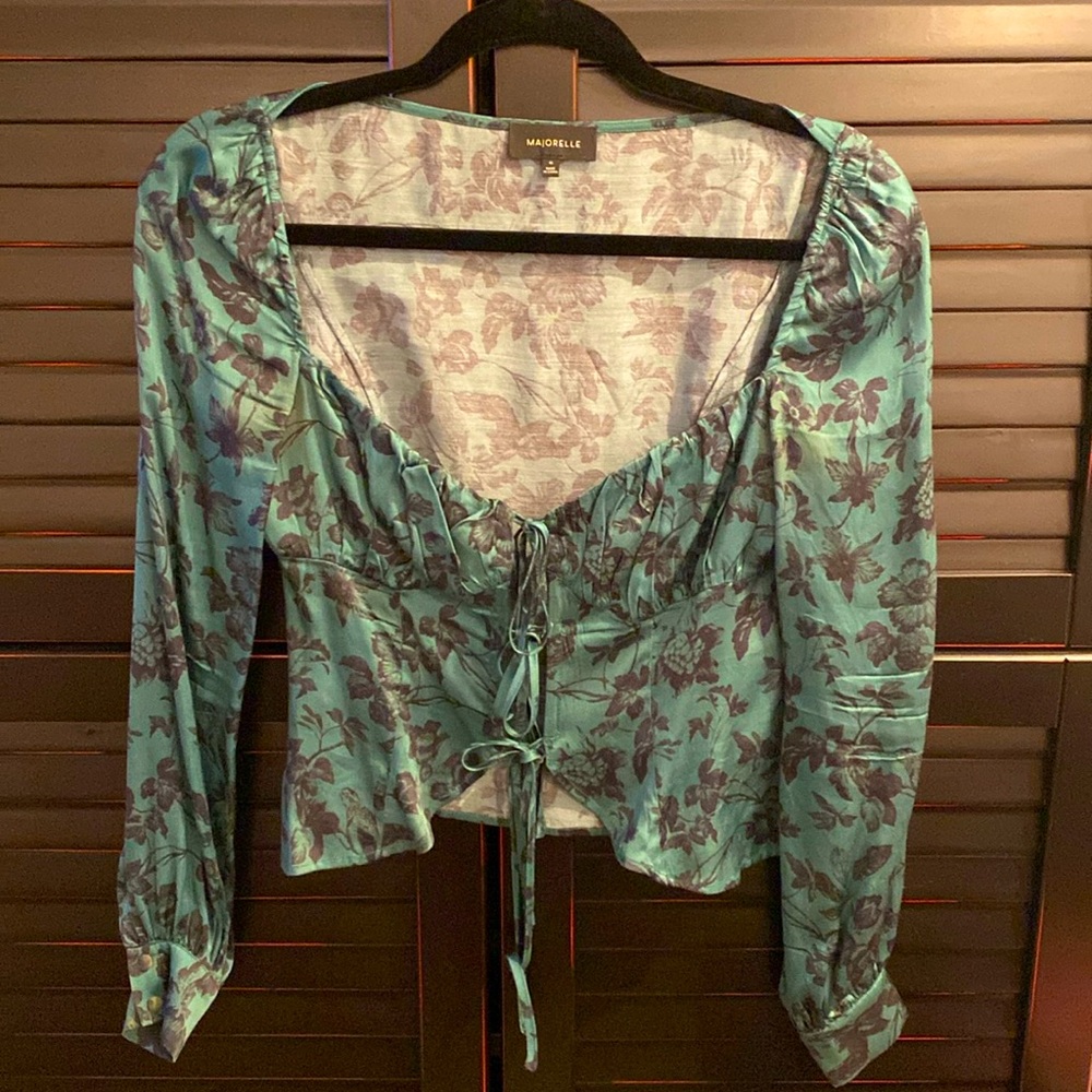 Majorelle Emerald Green floral blouse